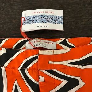 Emilio Pucci Orange and Black Swim Trunks